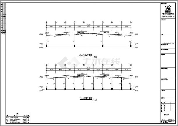 某公司跨度20*3米单层单山单跨门式刚架厂房设计cad全套结构施工图（含设计说明）-图一