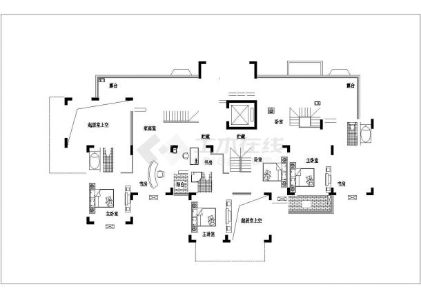 西安市莲湖区某小区高层住宅楼全套平面设计CAD图纸（1梯3户）-图一