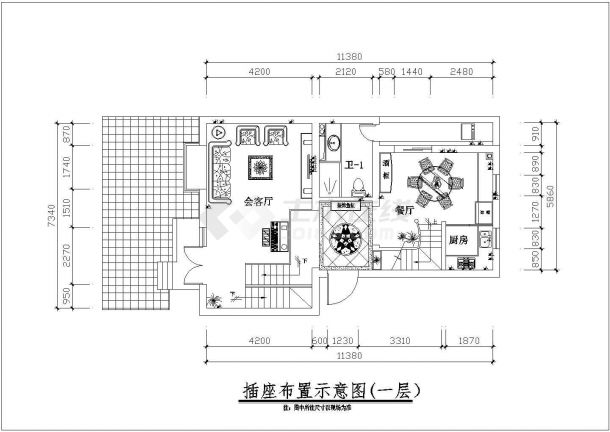 【北京】某公寓室内照明整体电气设计cad施工图-图二
