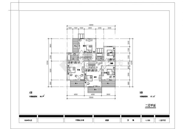 三层联排组合农村住宅建筑施工cad图，共九张-图二
