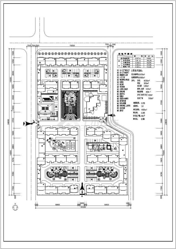 霸州市居住区规划施工总平面cad图纸，共一张-图一