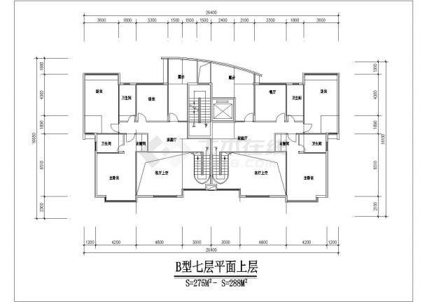 北京市顺义区春秀苑小区7层砖混结构住宅楼平面设计CAD图纸-图一