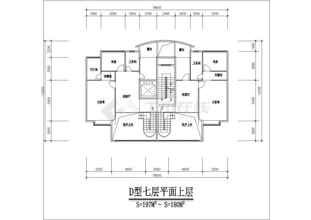 珠海市岚广家园小区七层砖混结构住宅楼平面设计CAD图纸-图一