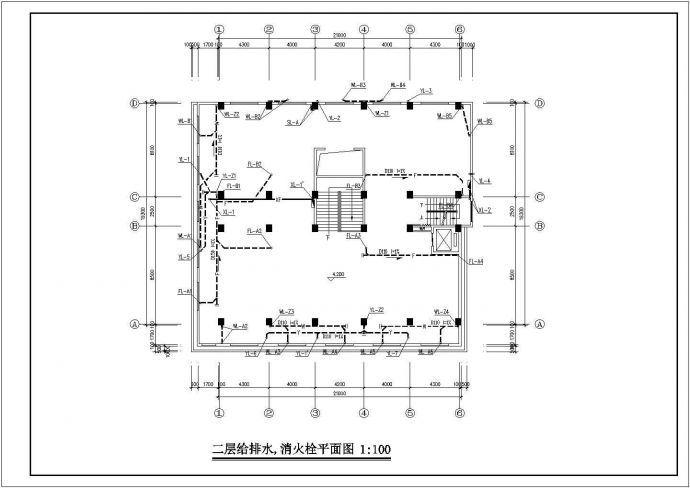 某8层单身公寓楼给排水设计cad全套施工图（含设计说明，14图）_图1