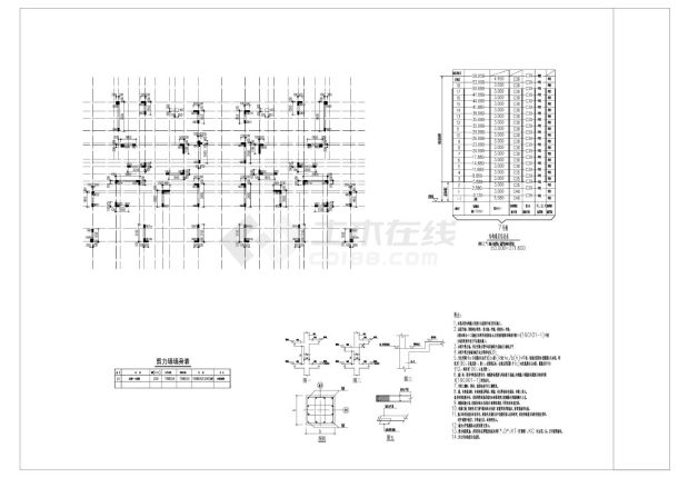  三层-十八层板面剪力墙（柱）平法施工图及详图-图一