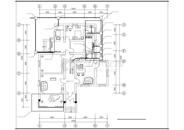 长18.4米 宽15.1米 2层别墅给排水设计图-图一