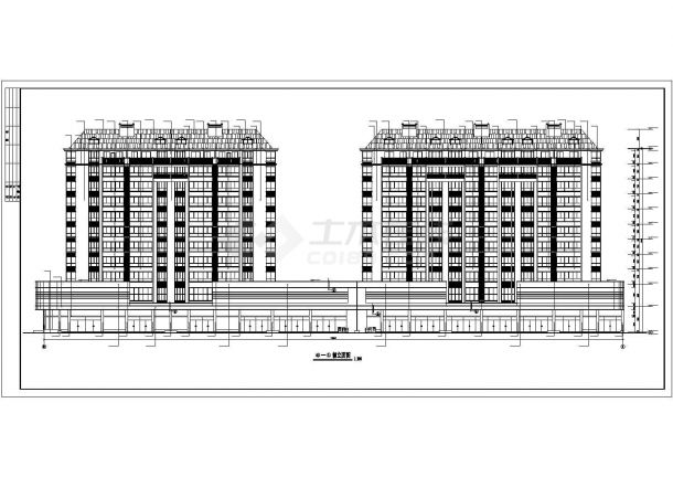 阜阳市某居住区1.4万平米11层框架结构高层住宅楼建筑设计CAD图纸-图二