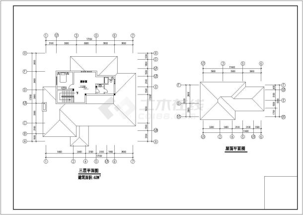 宜昌三层别墅规划全套施工cad图-图一