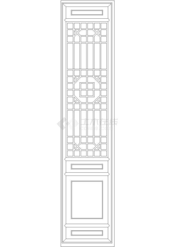 仿古门屏风建筑设计CAD施工图-图一