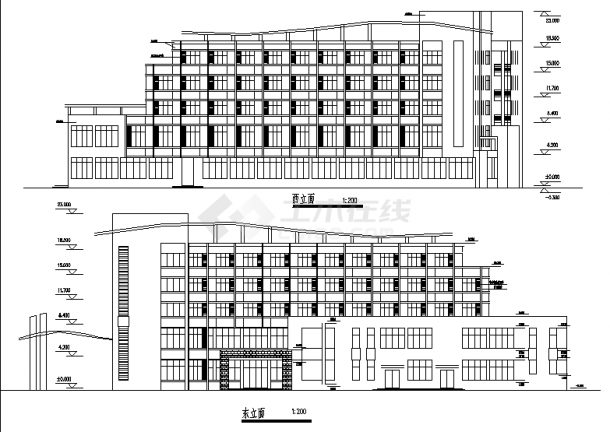 北京5层中学餐厅宿舍综合楼规划设计建筑施工cad图纸-图二