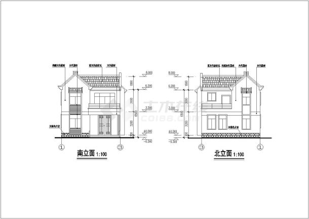 某豪华农村住宅建筑设计全套CAD图-图二