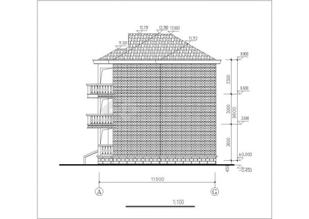 520平方米三层农村住宅户型设计cad图(带效果图，共十张)-图二
