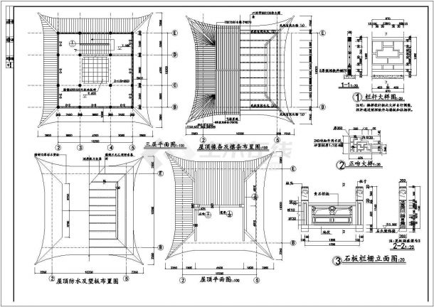 湖北省武汉市装修改造文昌阁古建筑施工设计cad图-图二