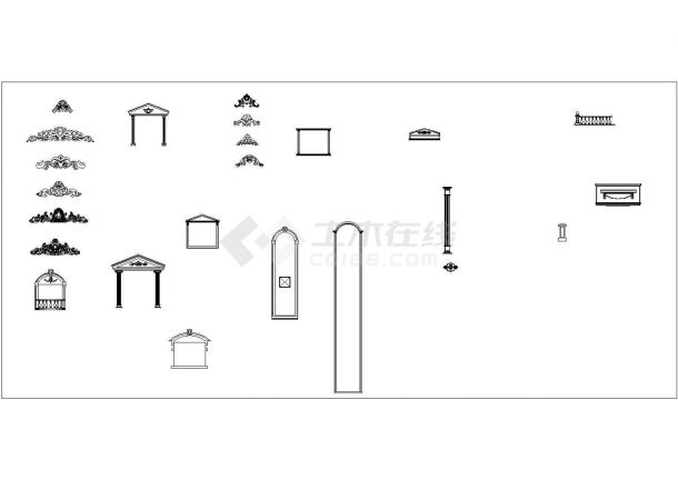 某特色欧式建筑构件CAD大样节点设计详图-图一