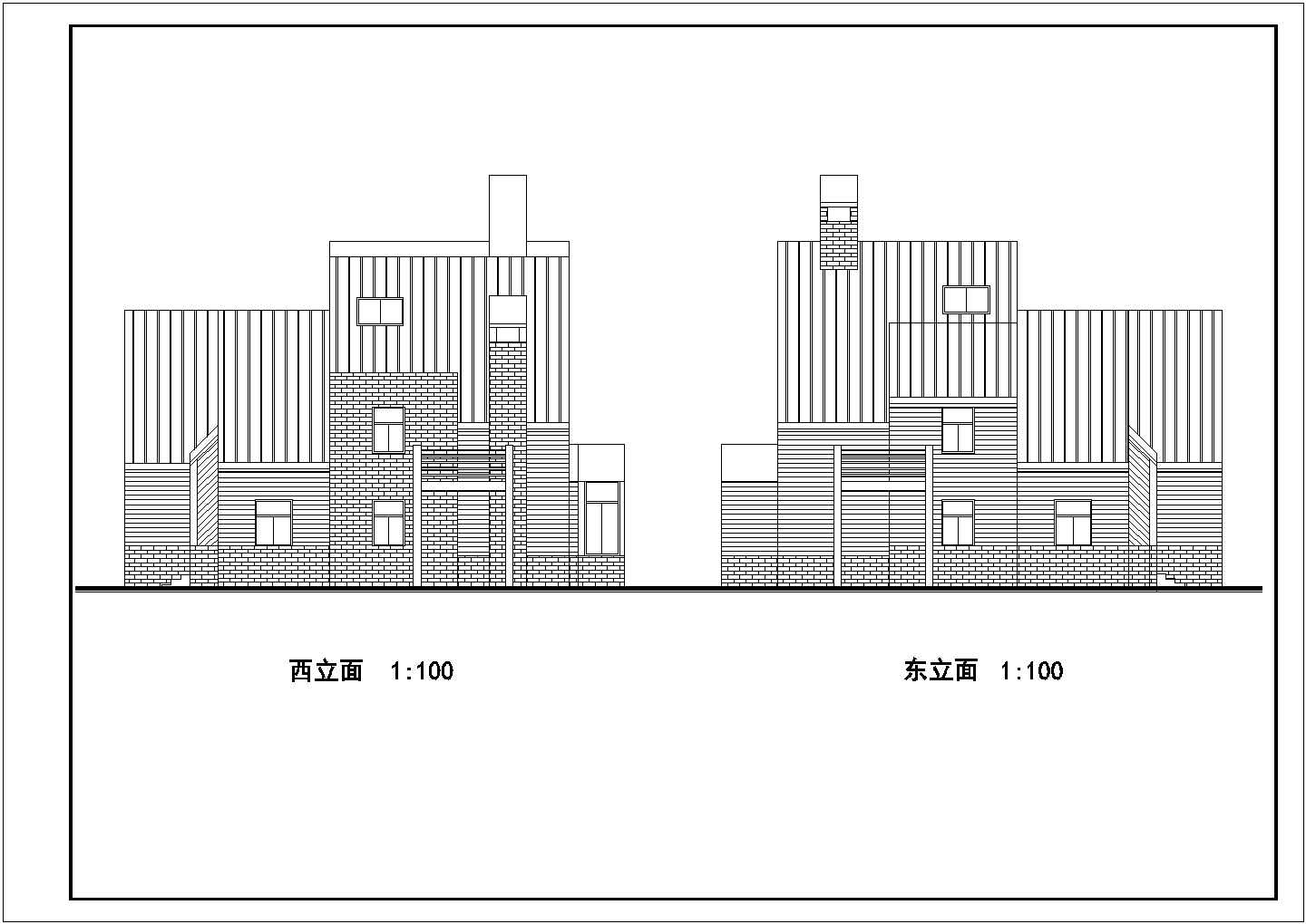 某城中村居民排屋别墅建筑设计施工CAD图纸