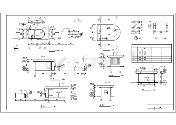 某地区三个门卫建筑方案设计施工CAD图纸-图二