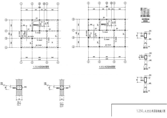 长12米 宽9米 3层砌体农村住宅楼结构施工图（含结构设计说明）_图1