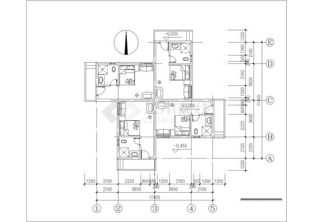 某地区休闲多层别墅建筑设计施工CAD图纸-图一