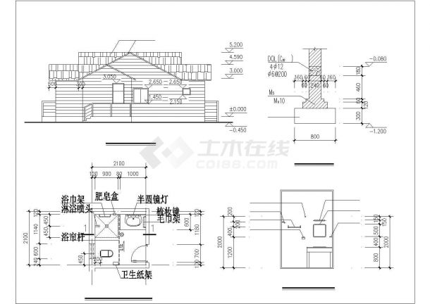 某地区休闲多层别墅建筑设计施工CAD图纸-图二