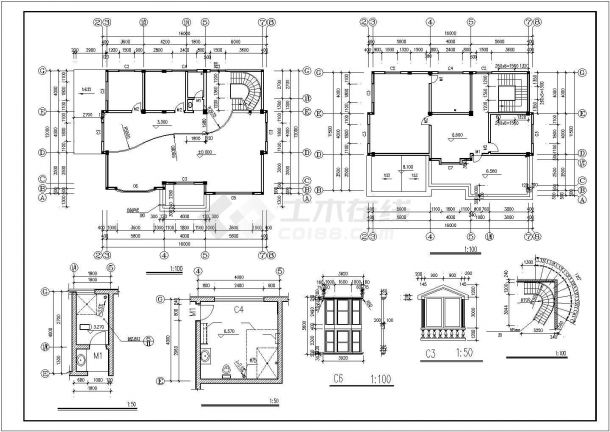 某地区经典多层商业别墅建筑设计施工CAD图纸-图一