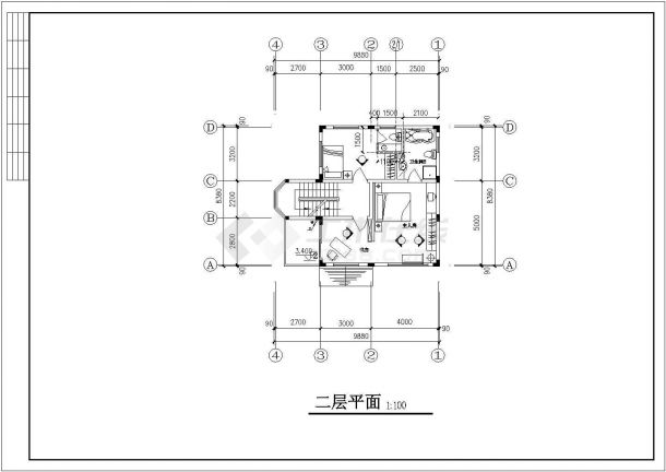 某地区多层别墅建筑装修设计施工CAD图纸-图二