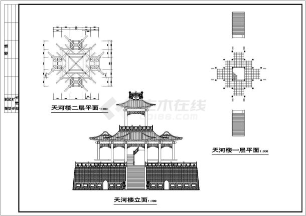 某经典古建筑CAD构造设计完整施工图纸-图二