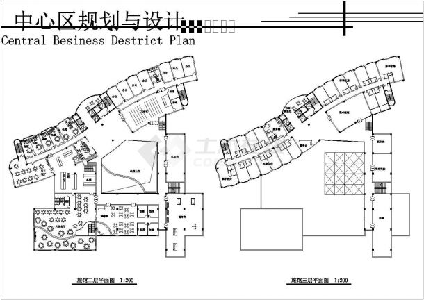 济南市莱芜区某知名连锁旅馆二三层平面设计CAD图纸-图一