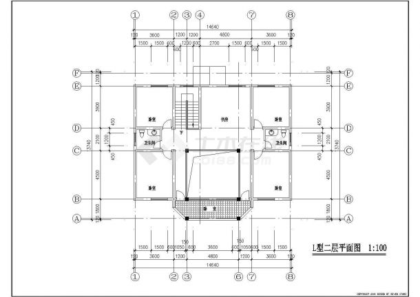 创业农庄L型别墅(CAD)设计建筑施工平面图-图二