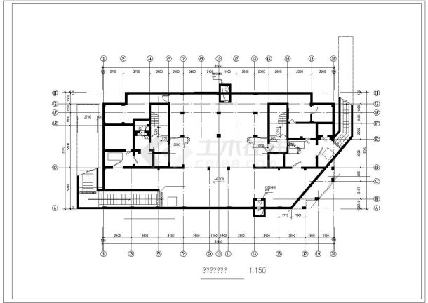 7900平米17层框架结构高层住宅楼建筑设计CAD图纸（含总平面图）-图二