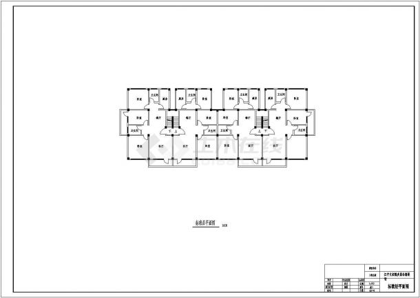 宿迁某3650平米六层框架学生公寓设计cad图纸，共6张-图一