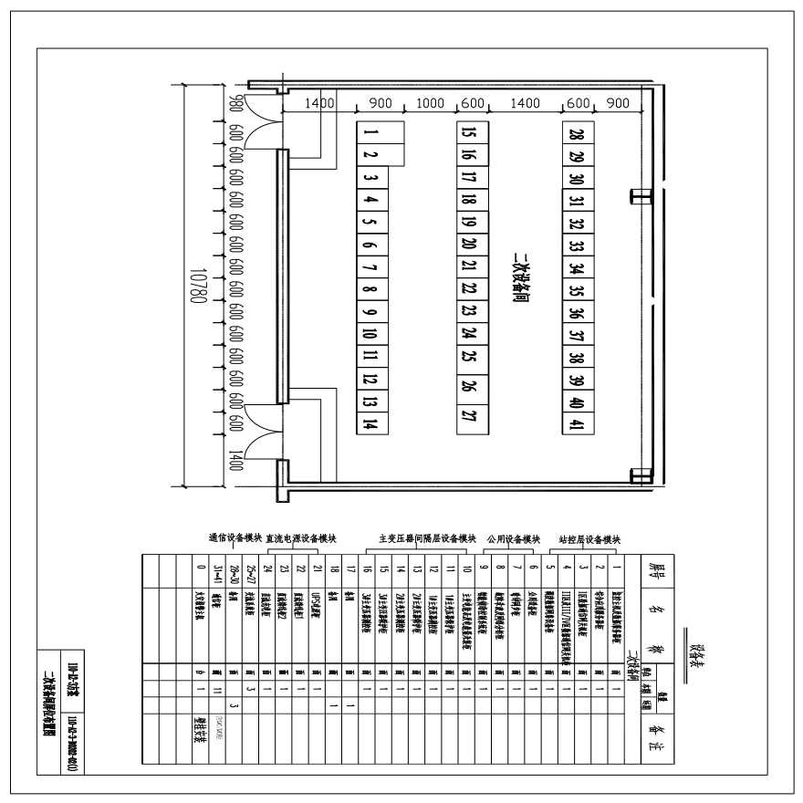 110-A2-3-D0202-02(1) 二次设备间屏位布置图-图一