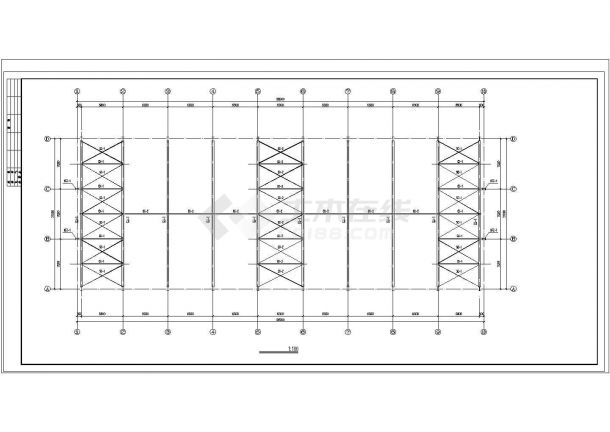 厂房设计_56.9x21m 钢结构厂房（10t吊车）cad结施图-图一