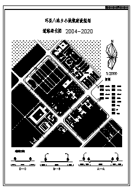 某县城某小城镇建设规划设计cad图，共四张-图一