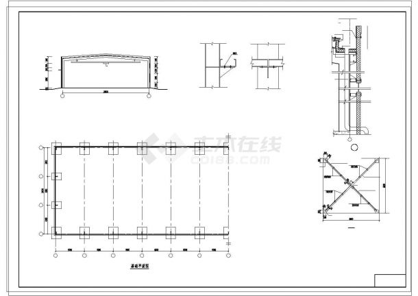 厂房设计_66x18m 18m跨钢结构厂房结构cad施工图纸-图二