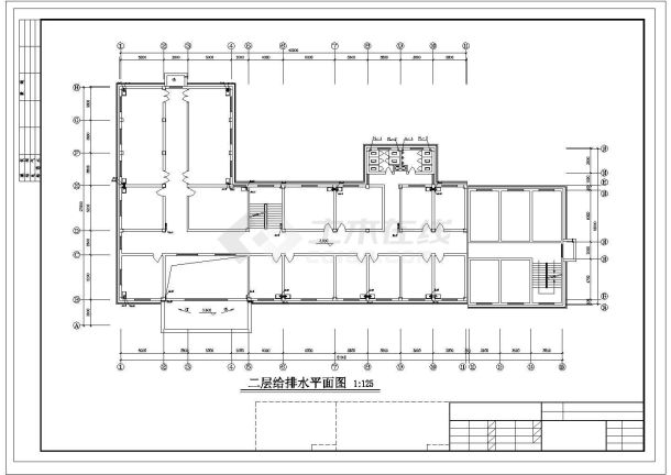 某地4层L型医院门诊楼水施cad图纸（含设计说明）-图一