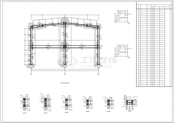 厂房设计_84x16m 16米跨门式刚架结构厂房cad结施图-图一