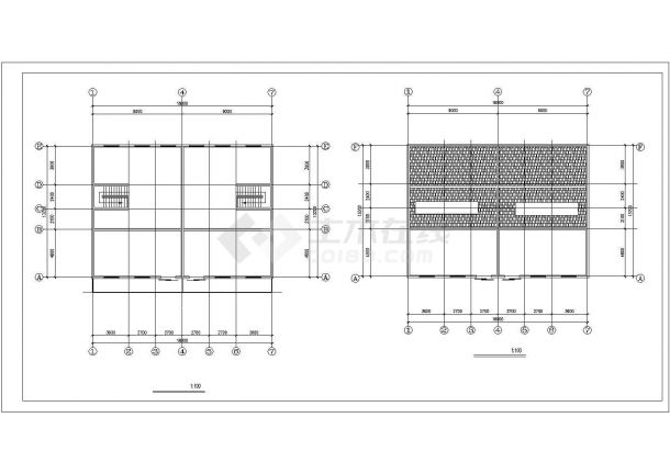 2+1阁楼层：长20米 宽9米 用地180平双拼319.95平米独院式农村住宅建筑设计图【平立剖-图一