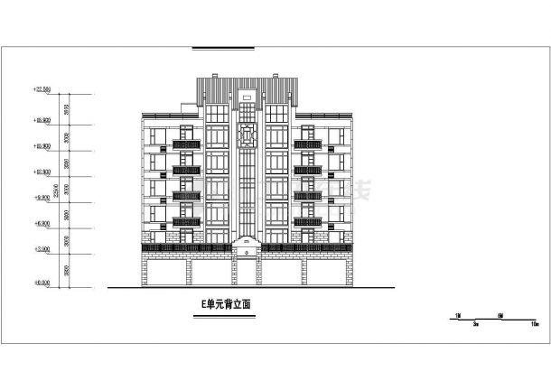 宿州市锦源花园小区6层砖混结构住宅楼立剖面设计CAD图纸-图一