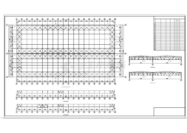 114x60m 钢结构仓库上部结构cad施工图纸-图二