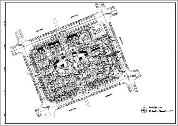 某华府北苑住宅小区CAD全套平立剖面设计规划图_图1