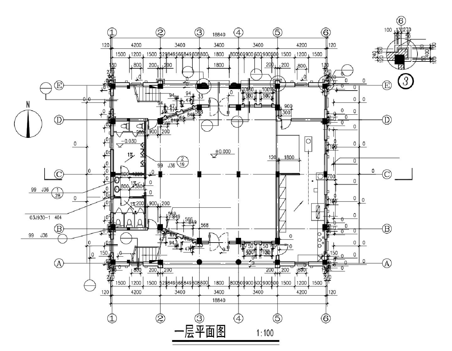 某某建筑教堂建筑施工图平面图CAD图