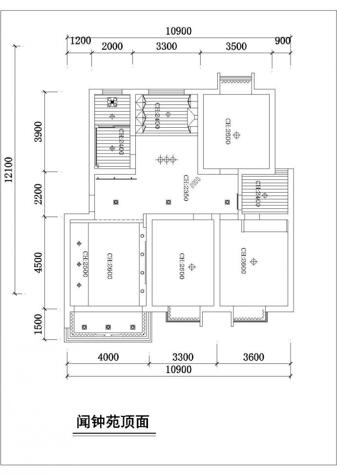 大两居室内装修cad平面设计施工图纸_图1