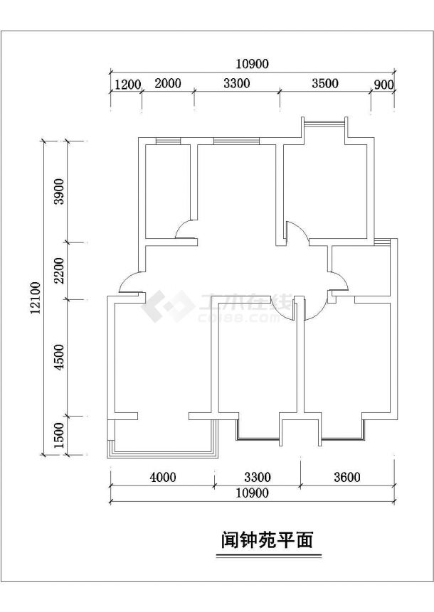 大两居室内装修cad平面设计施工图纸-图二