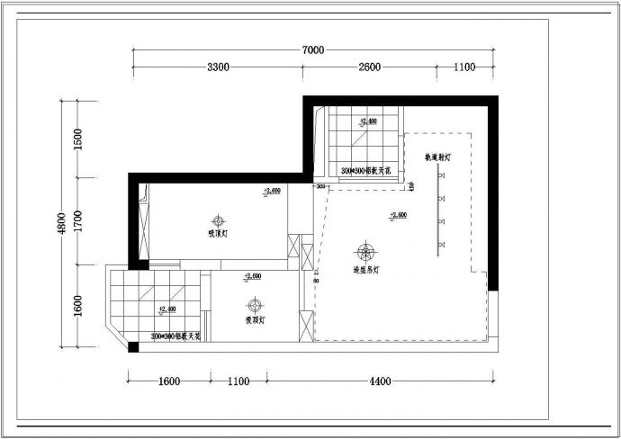 两居室住宅家装cad平面设计施工图纸_图1