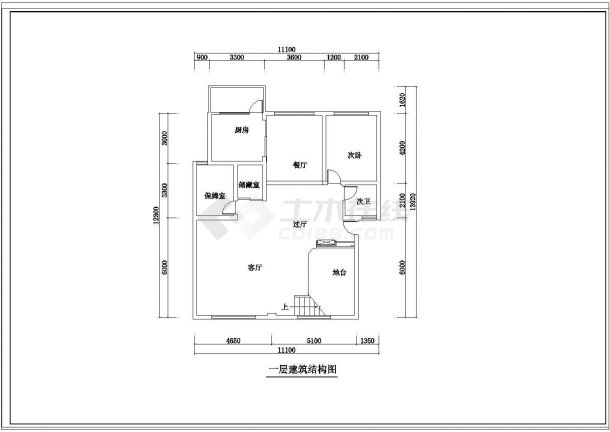两居跃层户型室内装修设计cad方案施工图纸-图一