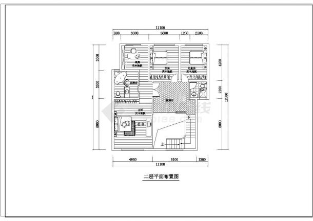 两居跃层户型室内装修设计cad方案施工图纸-图二