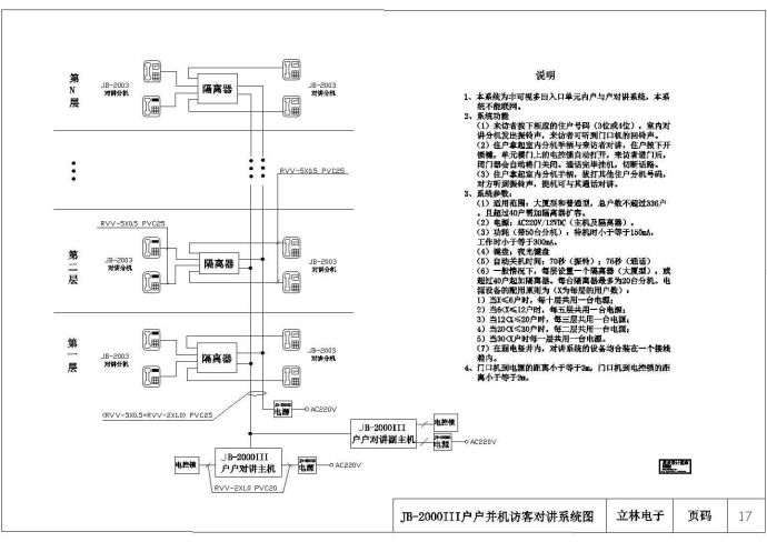 海康威视设计制造可视多机并机楼宇对讲系统cad图_图1