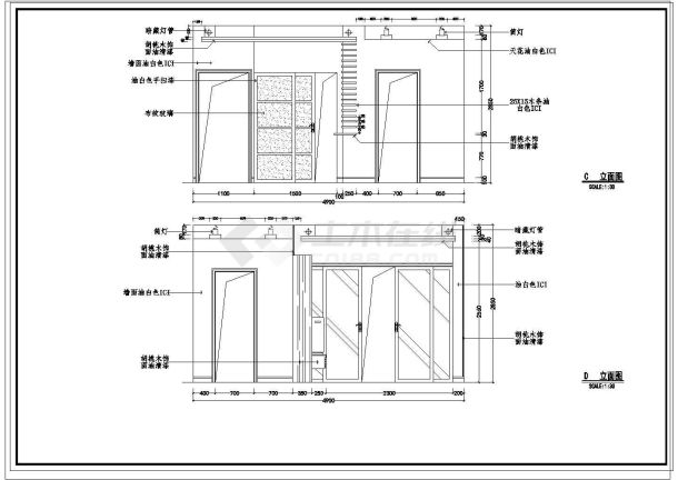 某小两居户型室内装修设计cad施工图纸-图一