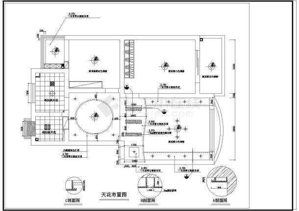 某小区经典两居室室内装修设计cad施工图纸-图二