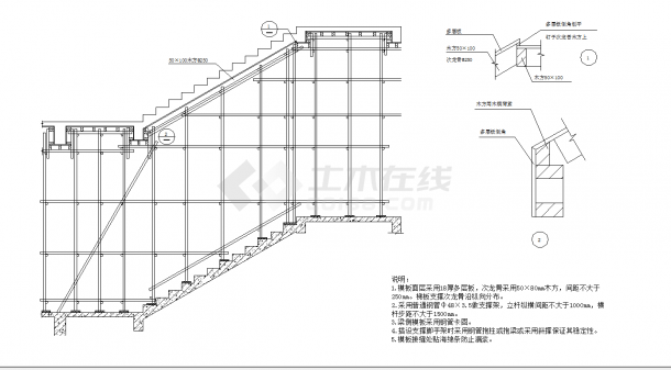 某地桂林某多层住宅楼梯模板示意图CAD图纸-图二